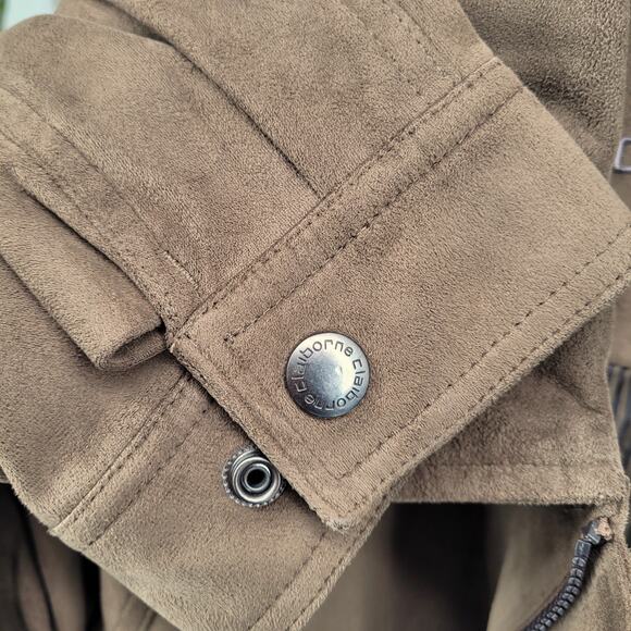 Vintage Claiborne Mens Camel Suede Finish Outwear Full Zip Bomber Jacket Size XL - Picture 7 of 11